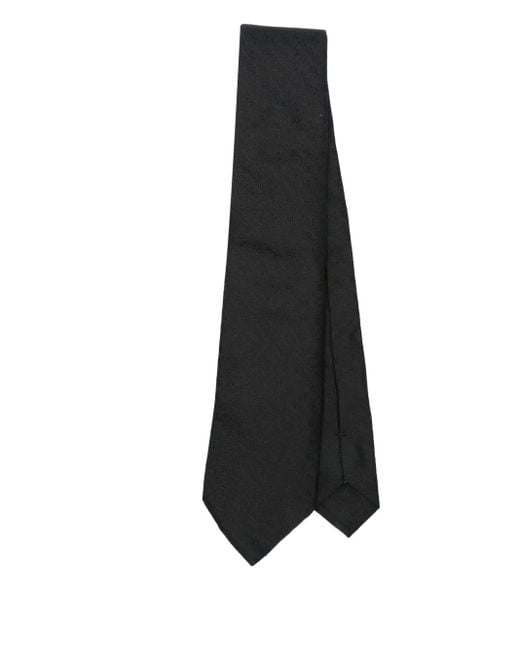Dolce & Gabbana Black Dolce & Gabbana Embroidered Logo Silk Tie Accessories for men