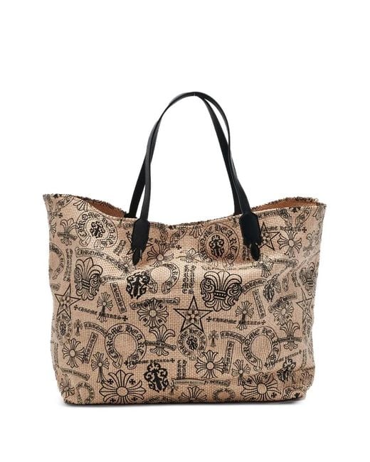 Chrome Hearts Brown Stencil-Monogram Cross Tote Bag