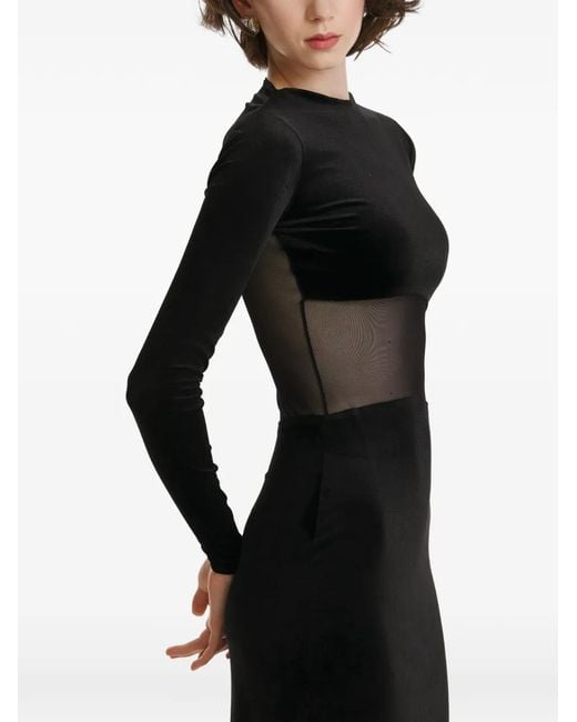 2310 STUDIO Black Long-Sleeves Velvet Maxi Dress