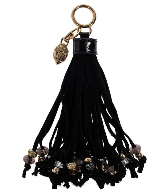 Kurt Geiger Black Beaded Tassel Keyring