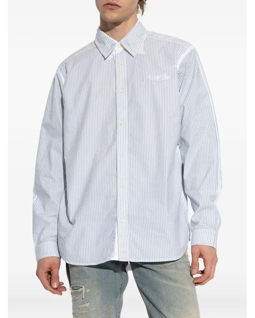 DIESEL White Striped-Pattern Shirt for men