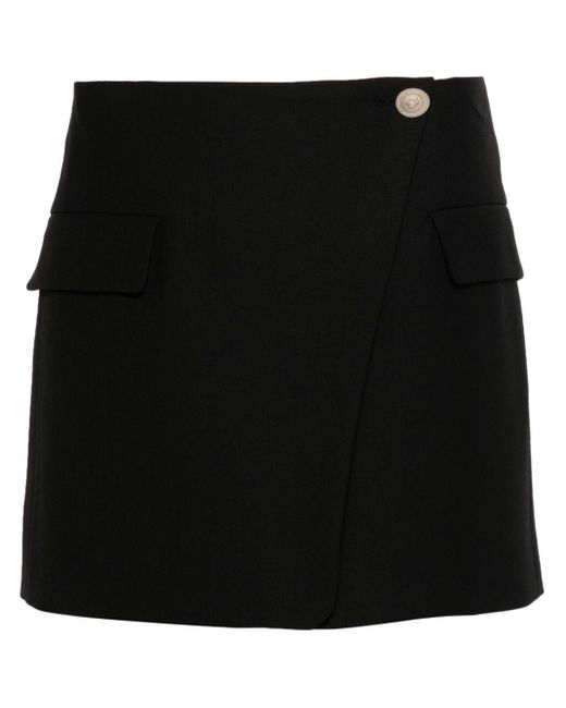 Maje Black Asymmetric Wrap Mini Skirt