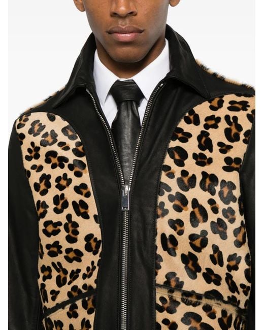 Second/Layer Black Phreak Leopard-Print Jacket for men