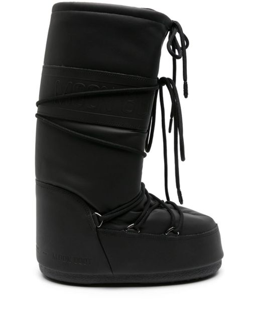 Moon Boot Icon Logoembossed Fauxleather Boots in Black Lyst