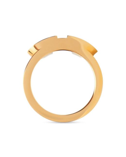 Balenciaga Gold Logo Ring With Crystals in Metallic | Lyst