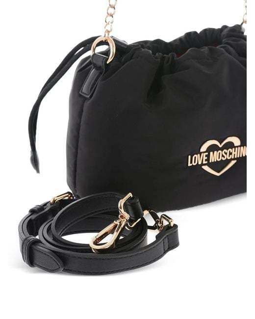 Love Moschino White Mini Logo-Plaque Bucket Bag