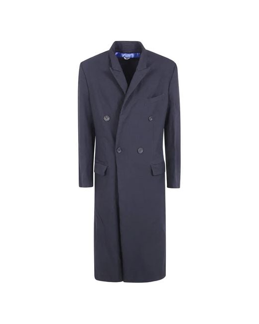 Junya Watanabe Blue Double-Breasted Peacoat for men
