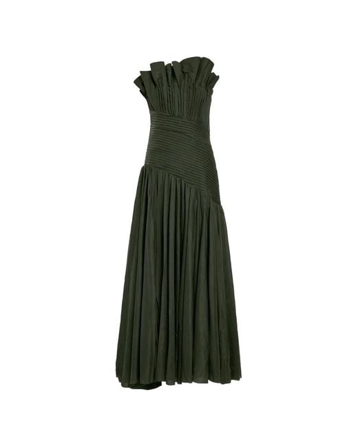 Aje. Green Aquiline Ruffled Pleated Dress