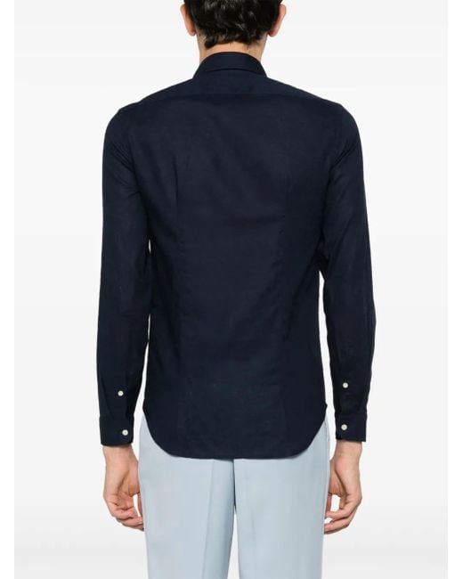 Manuel Ritz Blue Logo-Embroidered Long-Sleeves Shirt for men