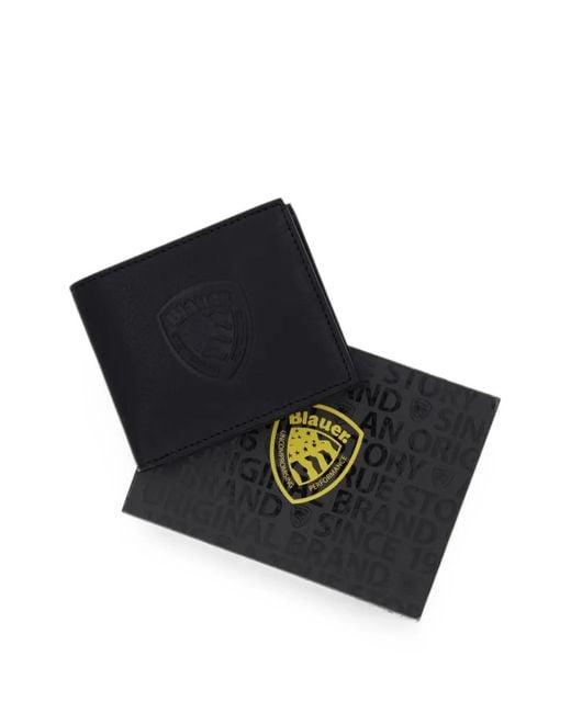 Blauer Black Logo-Embossed Bifold Wallet for men