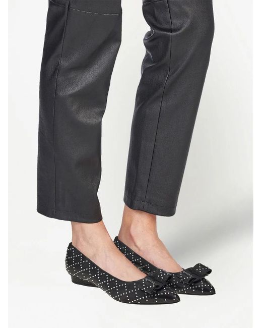 Ferragamo Black Viva Rhinestone-Embellished Flat Pumps