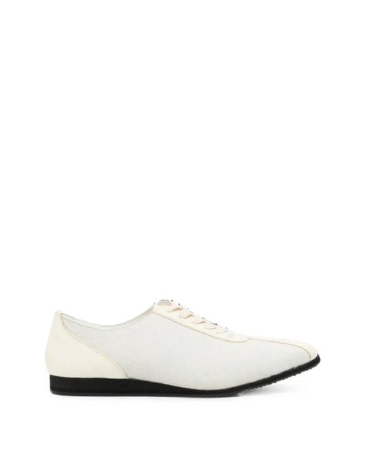 Yohji Yamamoto White Low-Cut Lace-Up Sneakers