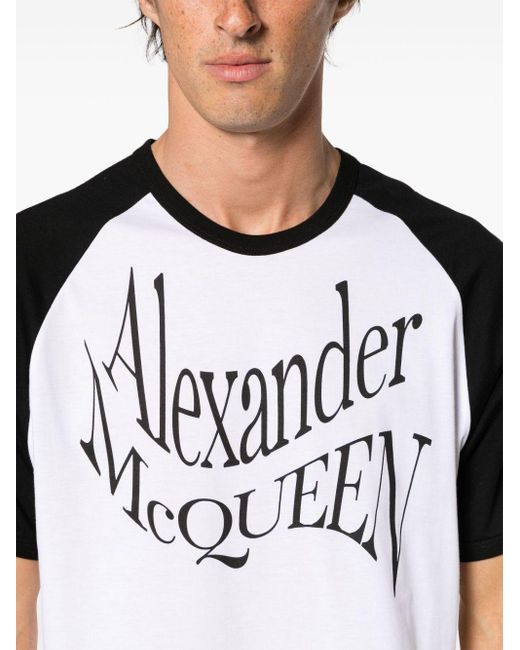 メンズ Alexander McQueen ロゴ Tシャツ Black