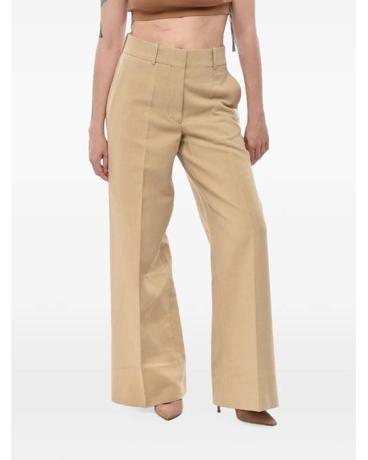 Off-White c/o Virgil Abloh Natural Logo-Embroidered Wide-Leg Pants
