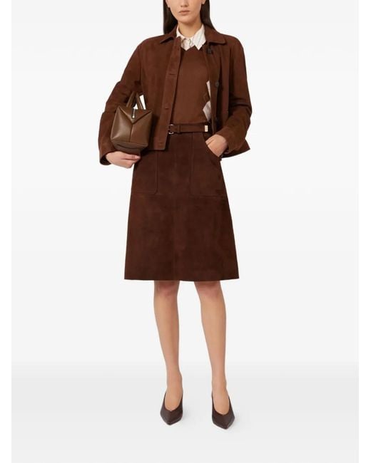 Max Mara Brown Argyle V-Neck Sweater