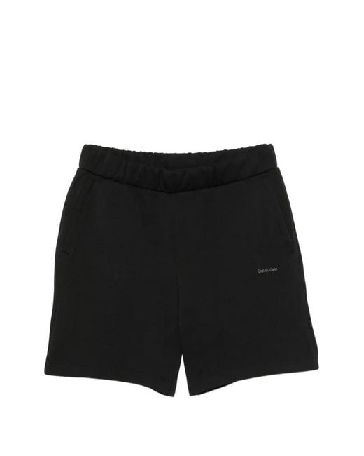 Calvin Klein Black Logo-Print Jersey Shorts for men