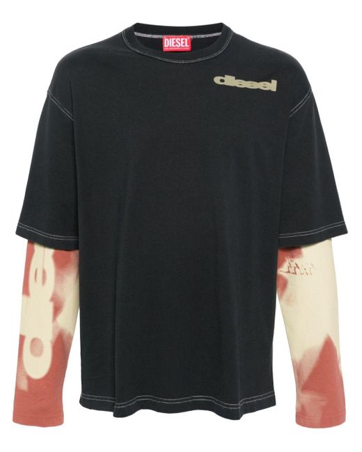 DIESEL T-Wesher-N3 T-Shirt im Layering-Look in Black für Herren