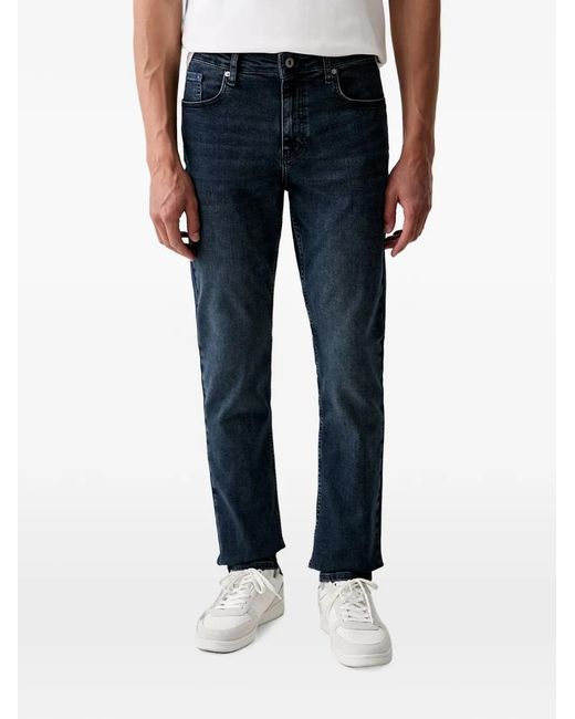 Karl Lagerfeld Blue Logo-Patch Straight-Leg Jeans for men