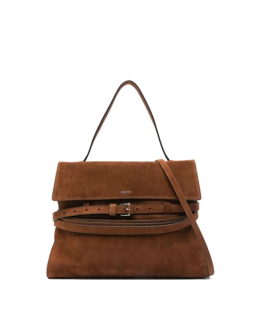 Moschino Brown Tie Me Tote Bag aus Wildleder mit Gürtel