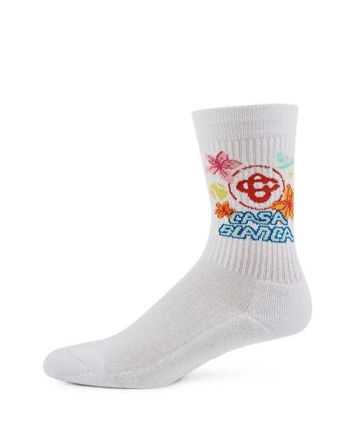 Casablanca White Collage D'Icones Socks for men