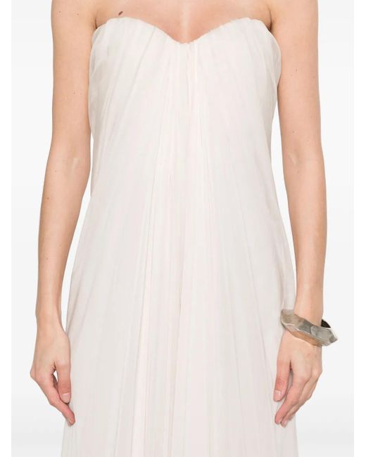 McQueen White Draped Maxi Dress