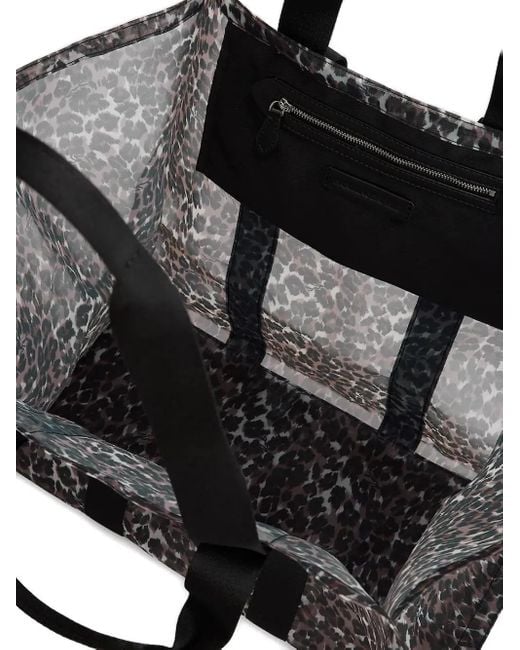 Karl Lagerfeld Black K/Signature Leopard-Print Beach Bag