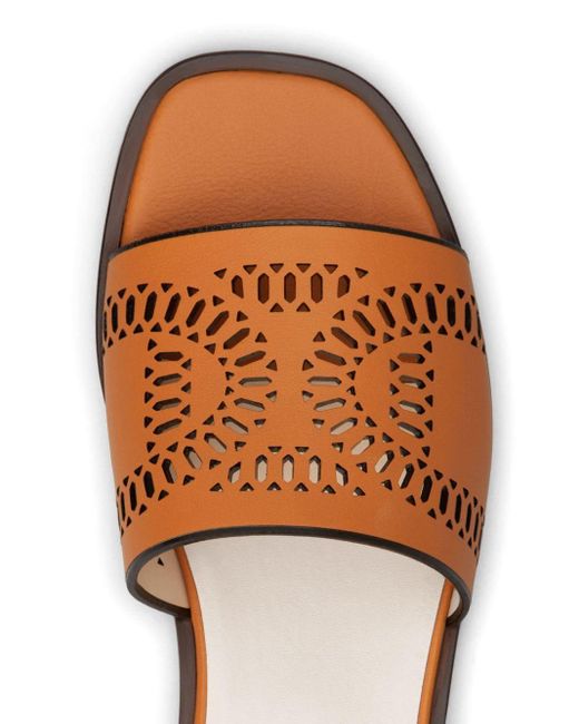 Tod's Brown Laser-cut Leather Sandals