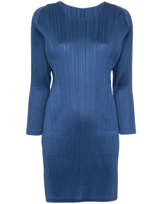 January pleated dress Pleats Please Issey Miyake de color Blue