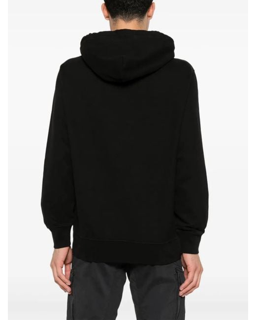 C P Company Black Logo Fleece Hoodie for men