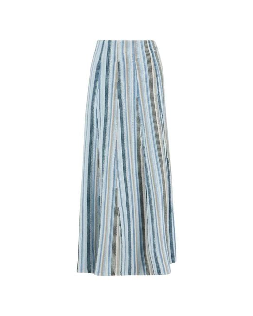 Barbour Blue Josie Knitted-Stripe Midi Skirt