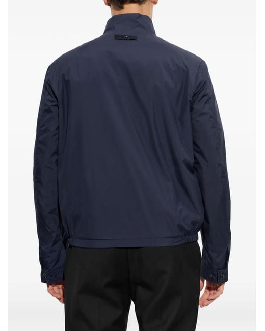 Paul & Shark Blue Logo-Plaque High-Neck Jacket for men
