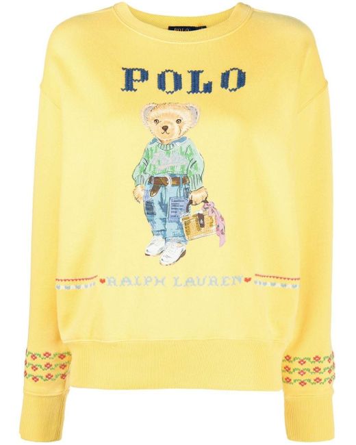 Polo Ralph Lauren Polo Bear-print Sweatshirt in Yellow | Lyst Canada