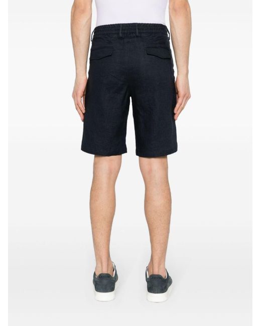 Eleventy Black Drawstring-waist Linen Shorts for men
