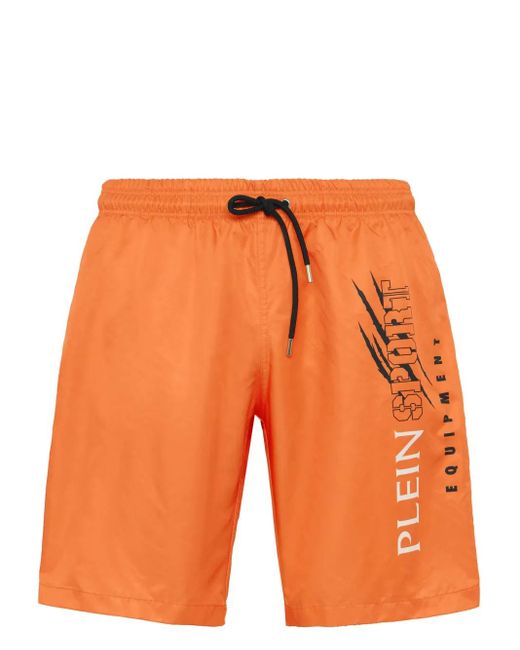 Philipp Plein Orange Short De Bain Scratch for men