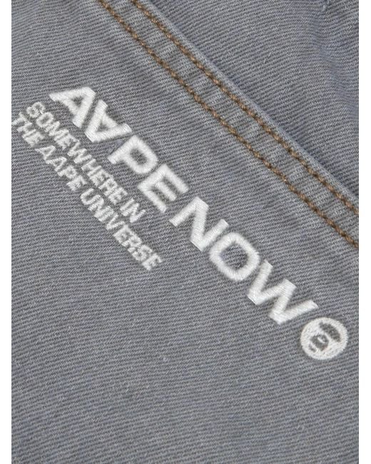 Aape By A Bathing Ape Gray Moonface-Patch Jeans for men