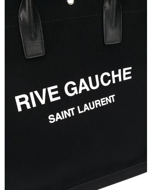 Saint Laurent Black Rive Gauche Canvas Tote Bag for men