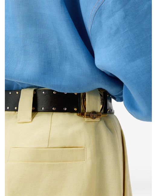 Versace Yellow Wool-Linen Formal Pants for men