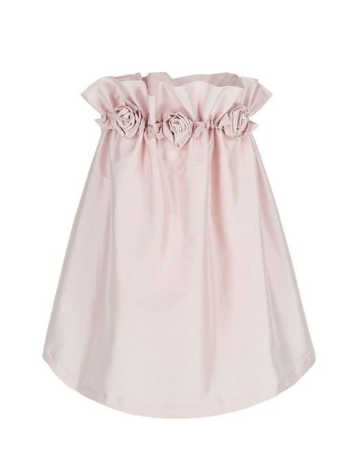 BERNADETTE Pink Theodore Floral-appliqué Strapless Dress