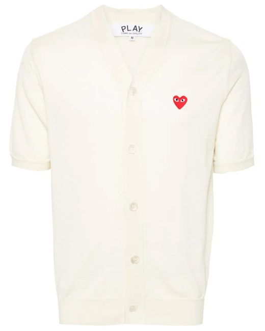 COMME DES GARÇONS PLAY White Logo-Patch Short-Sleeve Cardigan