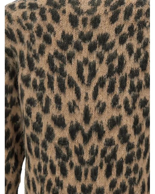 Laneus Brown Leopard-Print Sweater for men