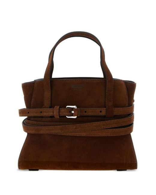 Moschino Brown Tie Me Tote Bag aus Wildleder mit Gürteldetail