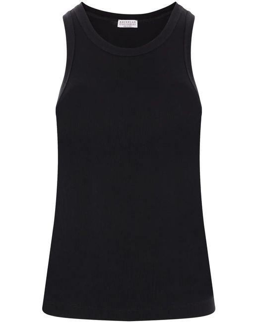 Brunello Cucinelli Black Cotton Tank Top