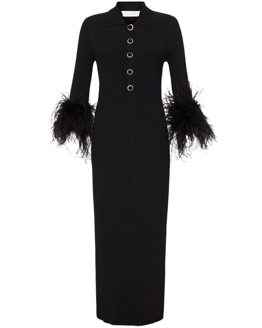 Rebecca Vallance Soraya Feather-cuffs Knit Dress in Black | Lyst