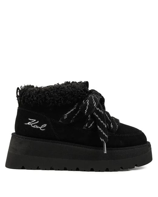 Karl Lagerfeld Black Skylar Signature-Detail Platform Boots