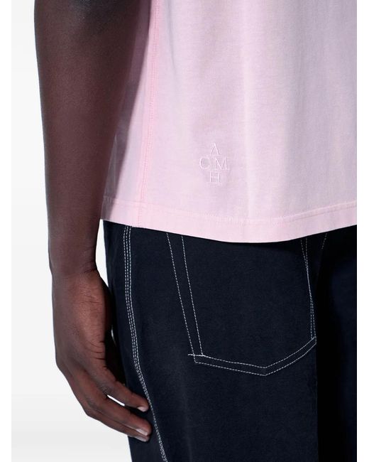 ACHM Pink Logo-Motif Cotton T-Shirt for men