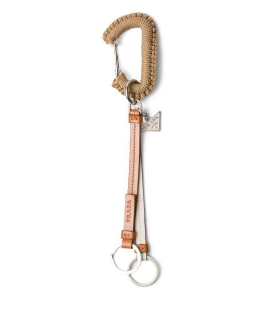 Prada White Leather Keychain Charm for men