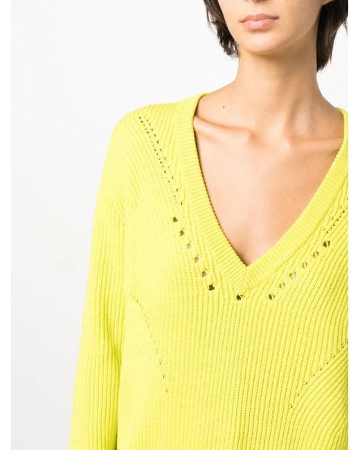 Genny Yellow V-Neck Wool Jumper