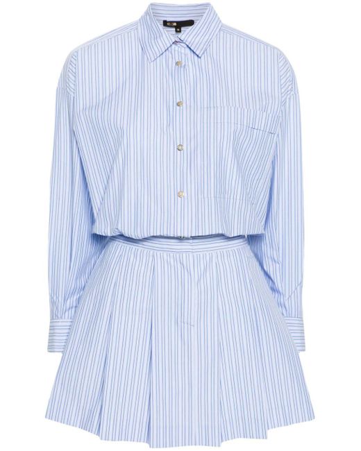 Maje Blue Striped Cotton Shirtdress