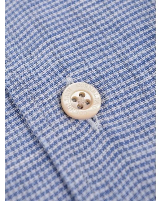 Corneliani Blue Houndstooth-Pattern Shirt for men