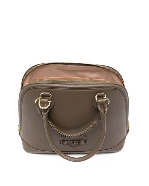 Love Moschino Brown Logo-Detail Shoulder Bag